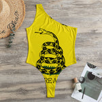 Don't Tread On Me Gadsden Flag Print One Shoulder Bodysuit