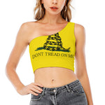 Don't Tread On Me Gadsden Flag Print One Shoulder Crop Top