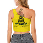 Don't Tread On Me Gadsden Flag Print One Shoulder Crop Top