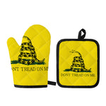 Don't Tread On Me Gadsden Flag Print Oven Mitt And Pot Holder Set