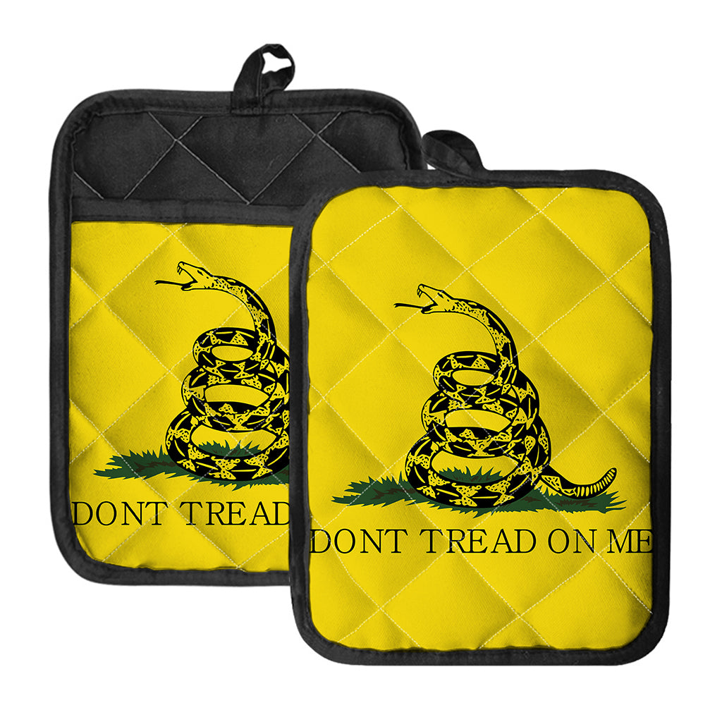 Don't Tread On Me Gadsden Flag Print Pot Holders With Pocket