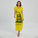 Don't Tread On Me Gadsden Flag Print Short Sleeve Maxi Dress
