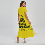 Don't Tread On Me Gadsden Flag Print Short Sleeve Maxi Dress