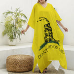 Don't Tread On Me Gadsden Flag Print Silk V-Neck Kaftan Dress