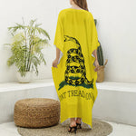 Don't Tread On Me Gadsden Flag Print Silk V-Neck Kaftan Dress