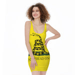 Don't Tread On Me Gadsden Flag Print Sleeveless Bodycon Dress