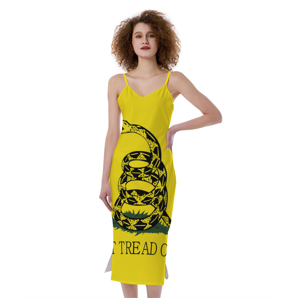 Don't Tread On Me Gadsden Flag Print Slim Fit Midi Cami Dress