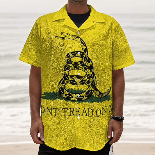 Don't Tread On Me Gadsden Flag Print Textured Short Sleeve Shirt