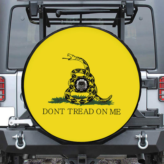 Don't Tread On Me Gadsden Flag Print Tire Cover With Camera Hole