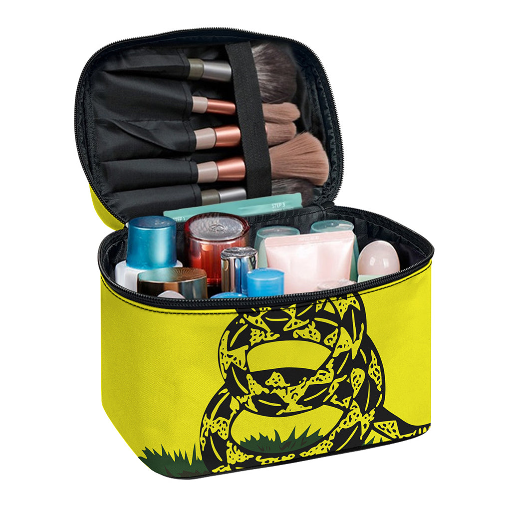 Don't Tread On Me Gadsden Flag Print Travel Makeup Bag