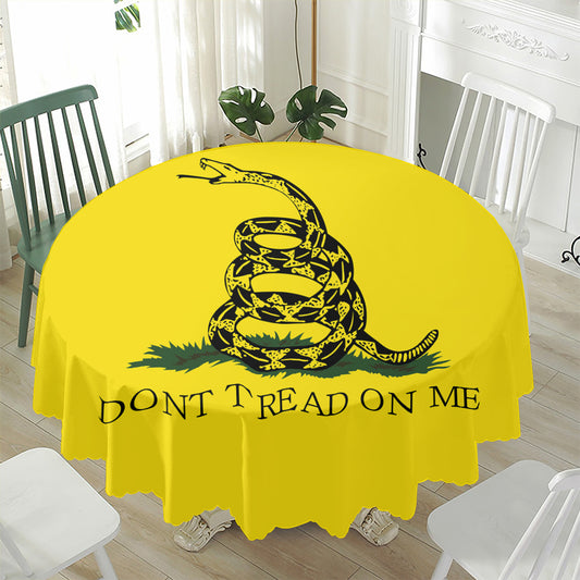 Don't Tread On Me Gadsden Flag Print Waterproof Round Tablecloth