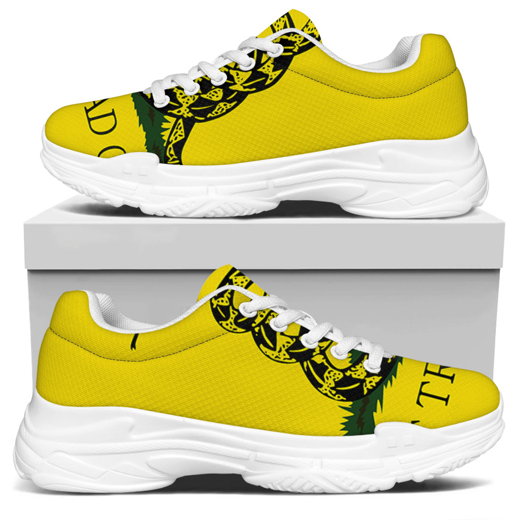 Don't Tread On Me Gadsden Flag Print White Chunky Shoes
