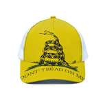Don't Tread On Me Gadsden Flag Print White Mesh Trucker Cap