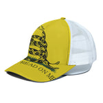 Don't Tread On Me Gadsden Flag Print White Mesh Trucker Cap