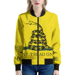 Don't Tread On Me Gadsden Flag Print Women's Bomber Jacket