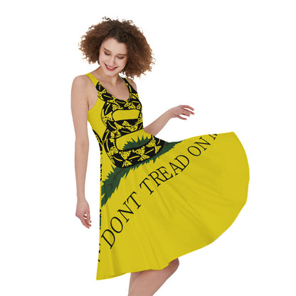 Don't Tread On Me Gadsden Flag Print Women's Sleeveless Dress