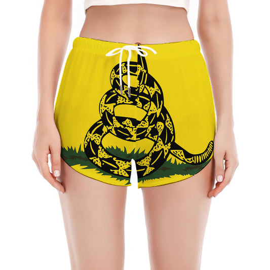 Don't Tread On Me Gadsden Flag Print Women's Split Running Shorts