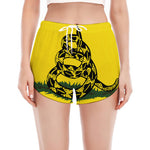 Don't Tread On Me Gadsden Flag Print Women's Split Running Shorts