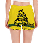 Don't Tread On Me Gadsden Flag Print Women's Split Running Shorts