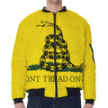 Don't Tread On Me Gadsden Flag Print Zip Sleeve Bomber Jacket