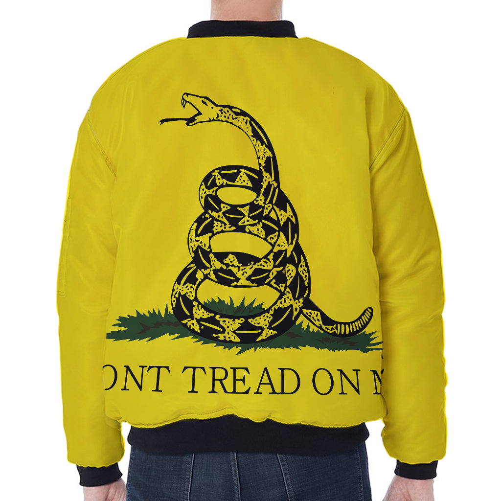 Don't Tread On Me Gadsden Flag Print Zip Sleeve Bomber Jacket