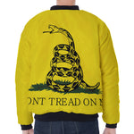 Don't Tread On Me Gadsden Flag Print Zip Sleeve Bomber Jacket