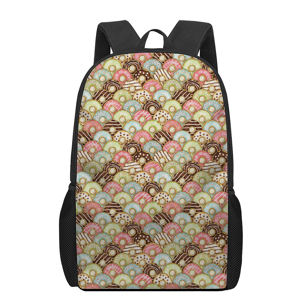 Donuts Pattern Print 17 Inch Backpack