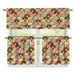 Donuts Pattern Print 3 Piece Kitchen Curtains