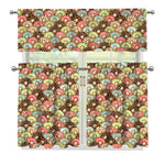 Donuts Pattern Print 3 Piece Kitchen Curtains
