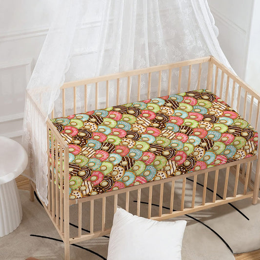 Donuts Pattern Print Baby Crib Sheet