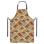 Donuts Pattern Print Bib Apron With Pocket