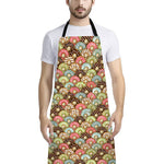 Donuts Pattern Print Bib Apron With Pocket