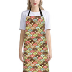 Donuts Pattern Print Bib Apron With Pocket