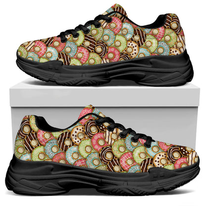 Donuts Pattern Print Black Chunky Shoes