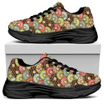 Donuts Pattern Print Black Chunky Shoes