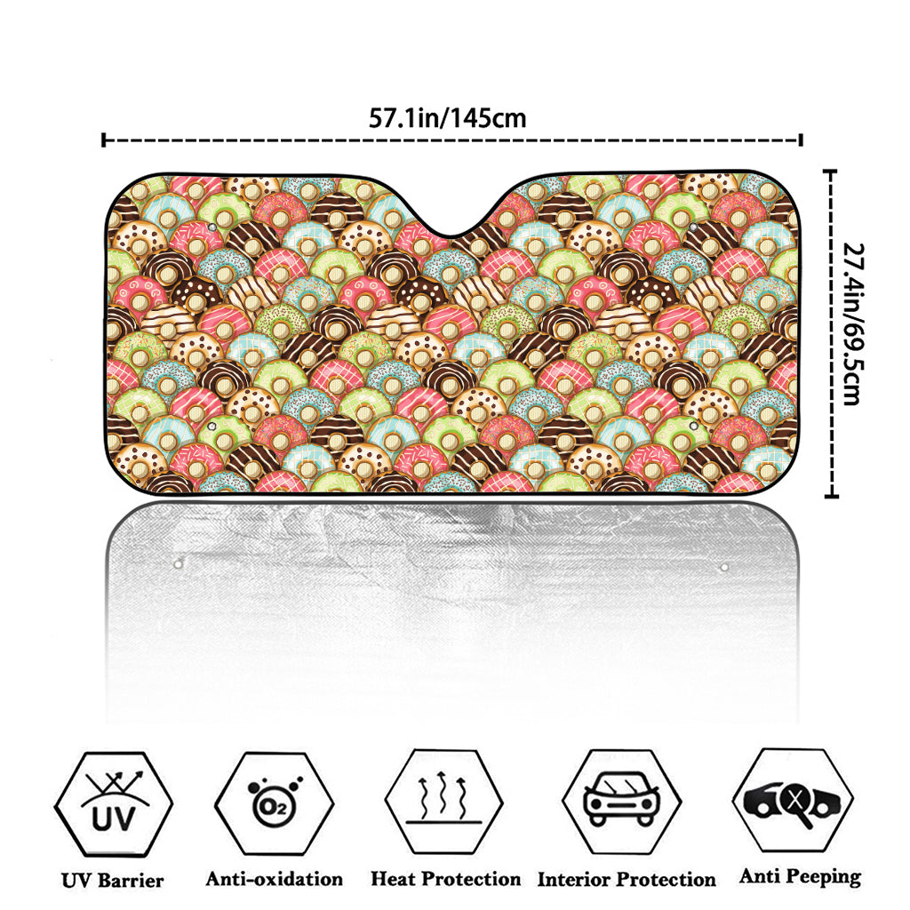 Donuts Pattern Print Car Windshield Sun Shade