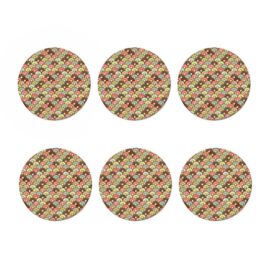 Donuts Pattern Print Coaster Set
