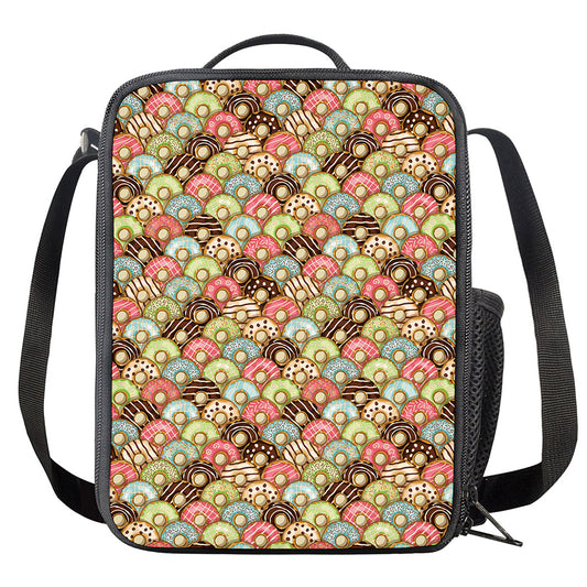 Donuts Pattern Print Crossbody Lunch Bag