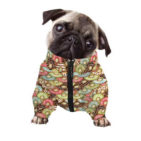 Donuts Pattern Print Dog Zip Up Jacket
