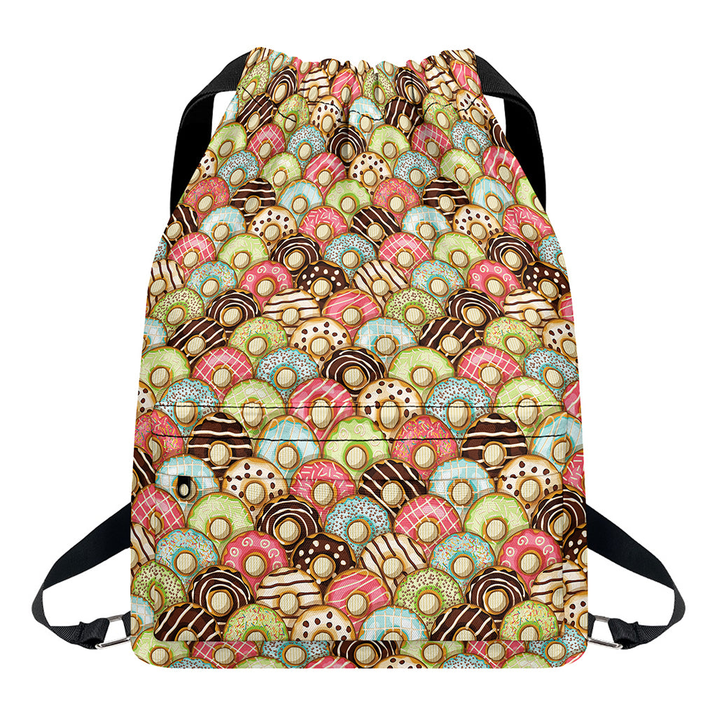Donuts Pattern Print Drawstring Backpack