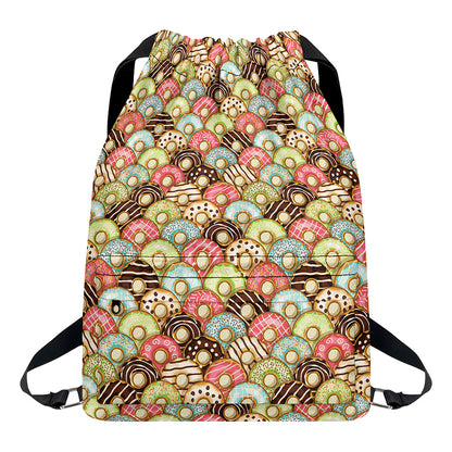 Donuts Pattern Print Drawstring Backpack