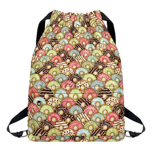 Donuts Pattern Print Drawstring Backpack