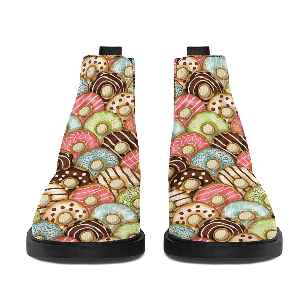 Donuts Pattern Print Flat Ankle Boots