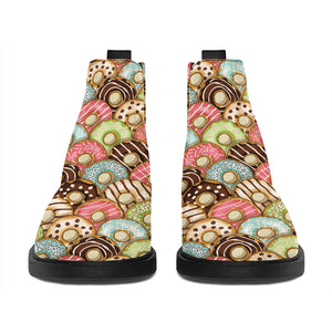 Donuts Pattern Print Flat Ankle Boots