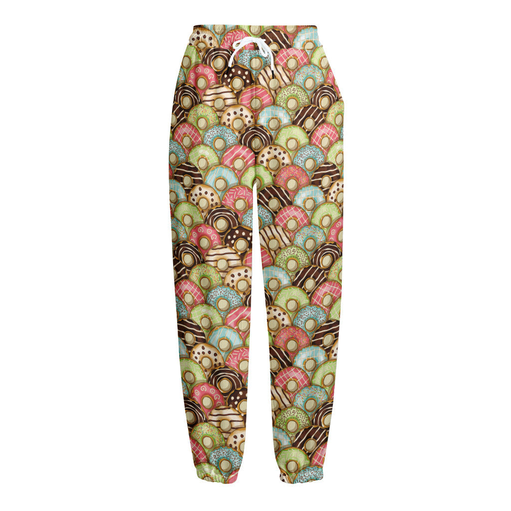 Donuts Pattern Print Fleece Lined Knit Pants