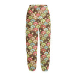 Donuts Pattern Print Fleece Lined Knit Pants