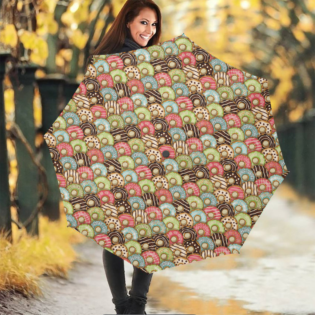Donuts Pattern Print Foldable Umbrella