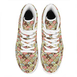 Donuts Pattern Print High Top Leather Sneakers