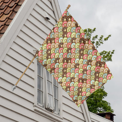 Donuts Pattern Print House Flag
