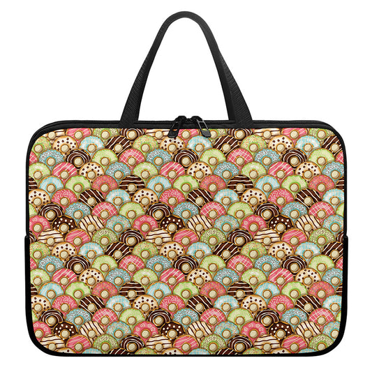 Donuts Pattern Print Laptop Sleeve With Handle